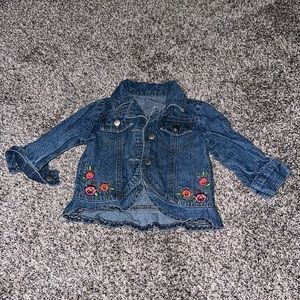 Cute Girls Jean Jacket with Flowers Size 12 months Good Condition